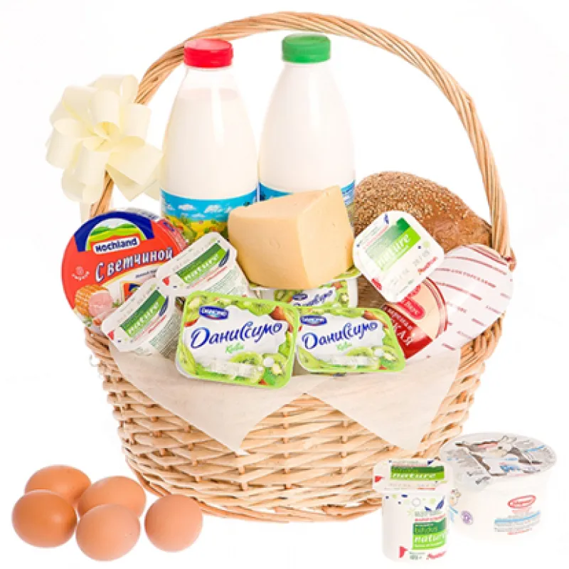Корзинка свежих продуктов с хлебом и молоком, доставка Первоуральск